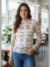 Sheer Cowgirl Mockneck Shirt